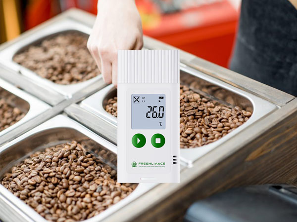 LCD temperature humidity data logger for coffee storage
